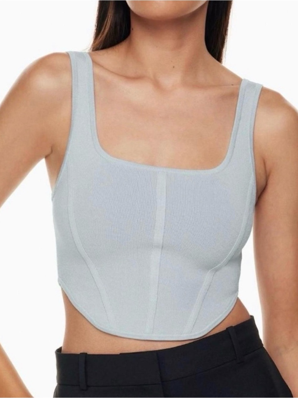 Aritzia Light Blue Ribbed Crop Top